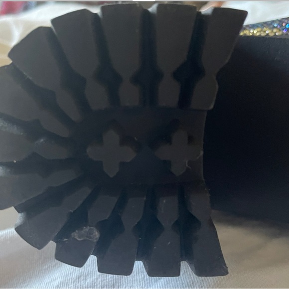 Steve Madden Pass Lug Heeled Rhinestone Combat Boots - Picture 5 of 5